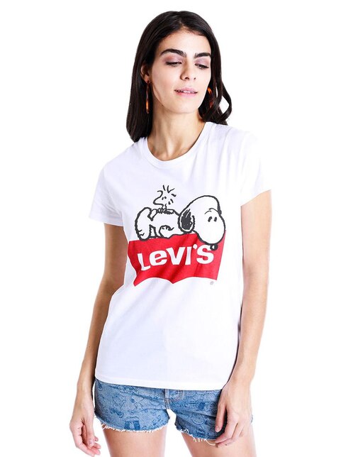 Estable ritmo cigarro Playera Levi's Snoopy blanca cuello redondo | Liverpool.com.mx