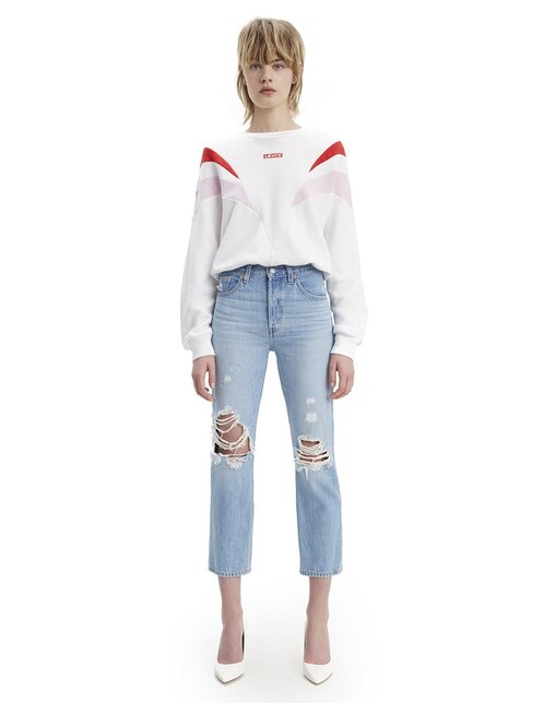 Jeans regular Levi's 501 destruido corte cintura media para mujer en  Liverpool