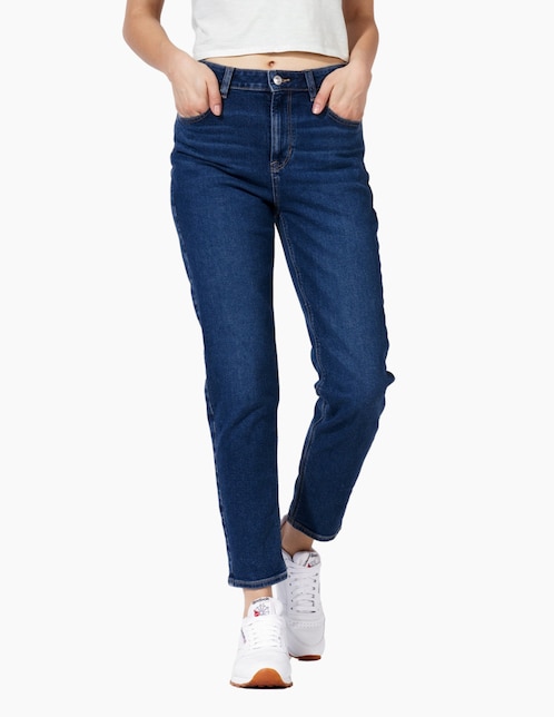 Jeans mom American Eagle lavado medio corte cintura para mujer