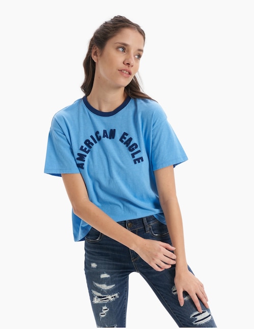 Playera manga corta cuello redondo para mujer