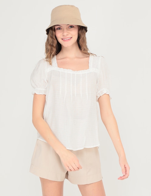 Blusa Coffee Bean manga corta para mujer 