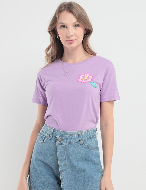 Playera manga corta Minions cuello redondo para mujer