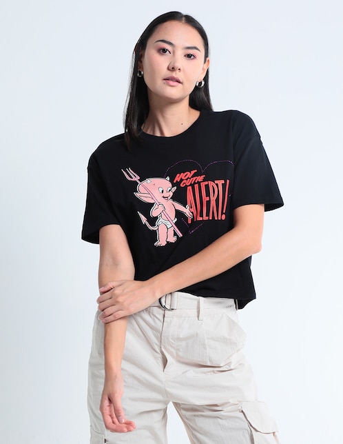 Playera manga corta Tee Bar Hot Stuff The Little Devil cuello redondo para mujer