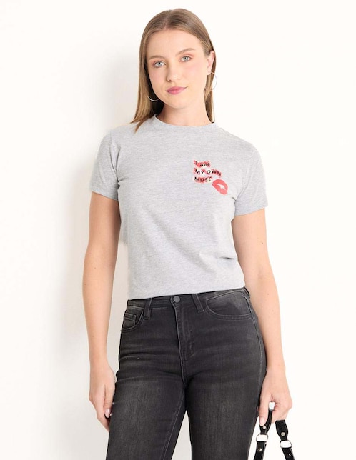 Playera manga corta cuello redondo para mujer 1