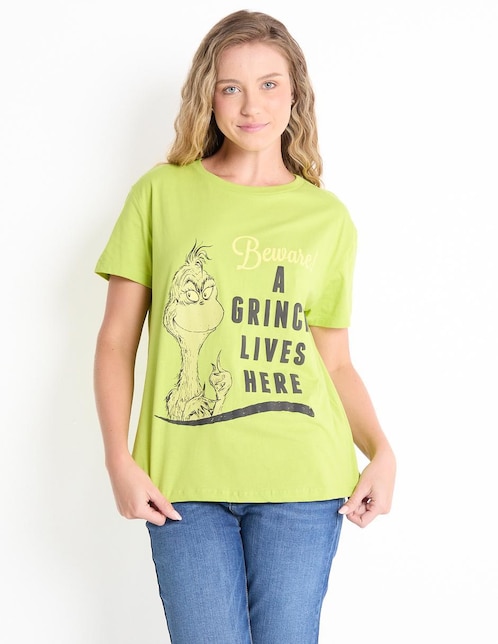 Playera manga corta The Grinch cuello redondo para mujer