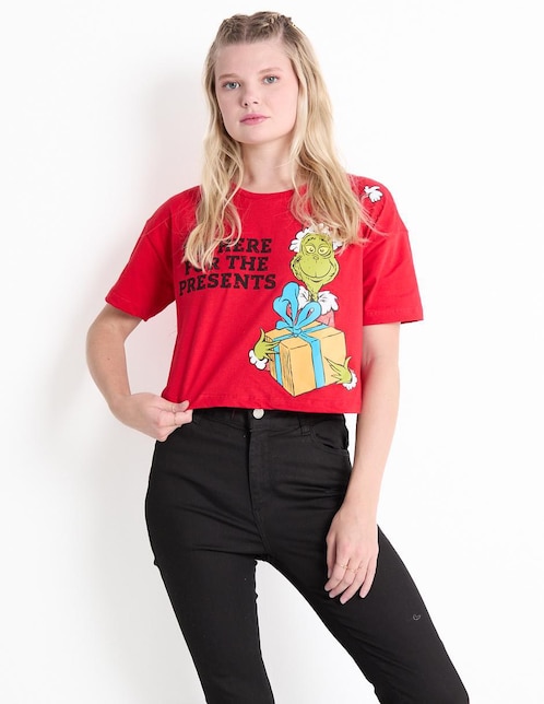 Playera manga corta El Grinch cuello redondo para mujer