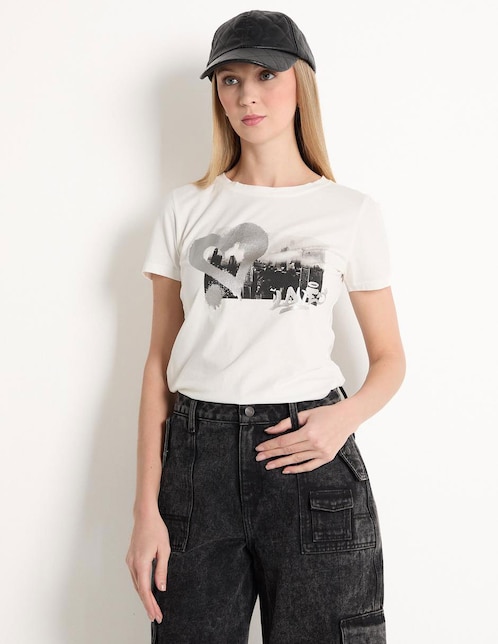 Playera manga corta Biography cuello redondo para mujer