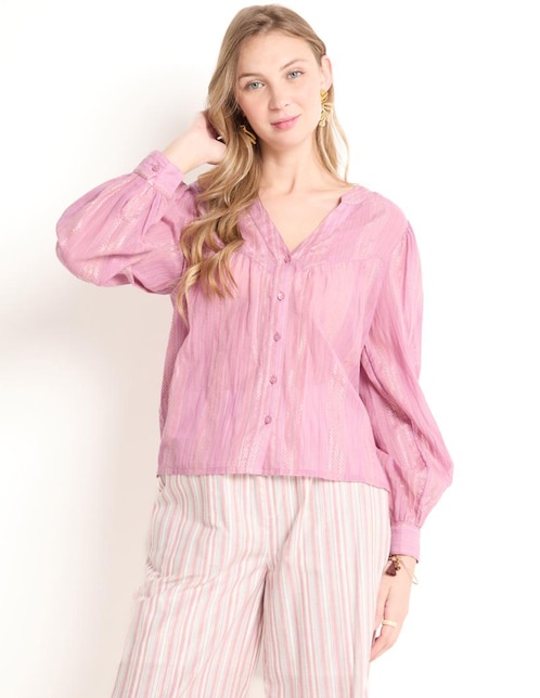 Blusa camisera That's It manga larga para mujer