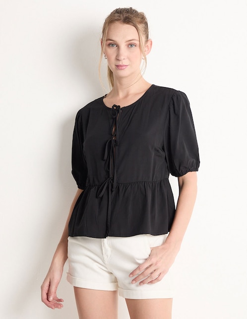 Blusa Coffee Bean manga al codo para mujer