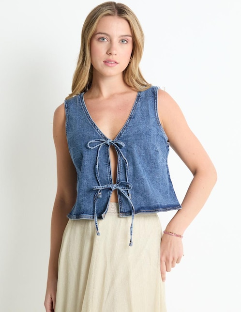 Chaleco American Eagle de mezclilla para mujer
