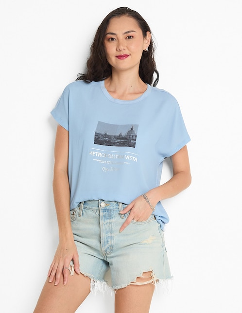 Playera manga corta Only cuello redondo para mujer