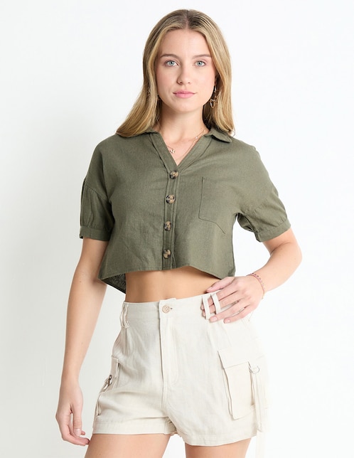 Blusa Coffee Bean manga corta para mujer