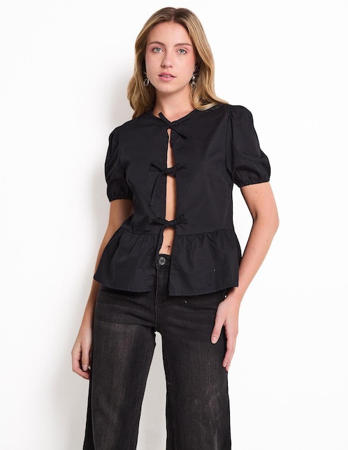Blusa Coffee Bean manga corta para mujer