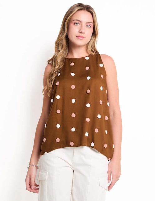 Blusa Coffee Bean sin manga para mujer