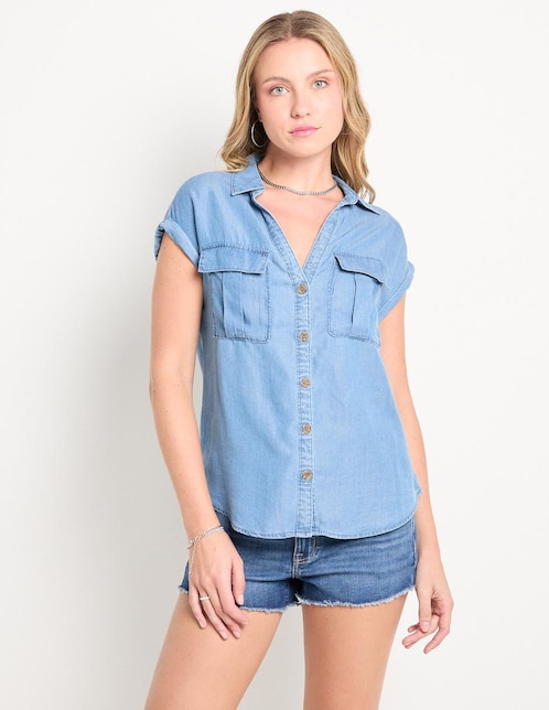 Blusa Coffee Bean manga corta para mujer