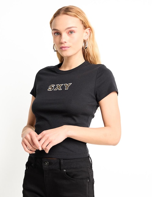 Playera manga corta Sexy Jeans cuello redondo para mujer