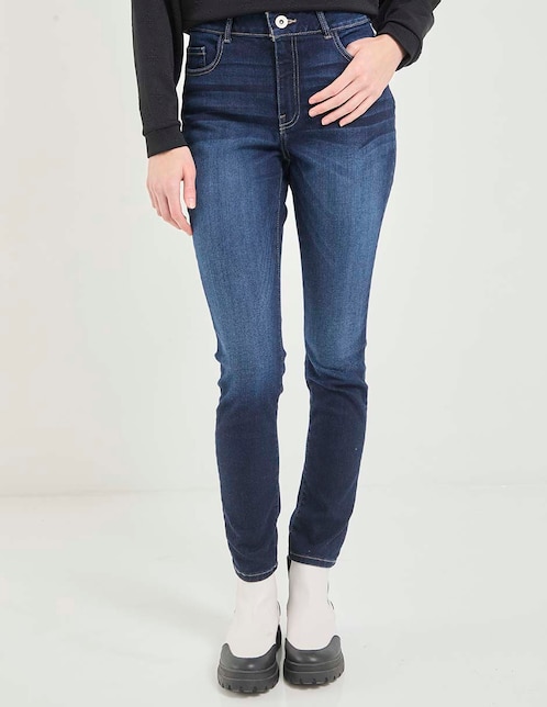 Jeans skinny corte cintura para mujer