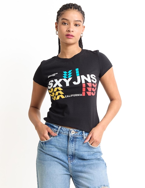 Playera manga corta Sexy Jeans cuello redondo para mujer