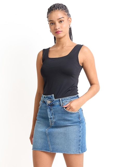 Falda corta Sexy Jeans de mezclilla a la cintura