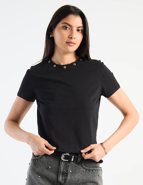 Playera manga corta cuello redondo para mujer 1
