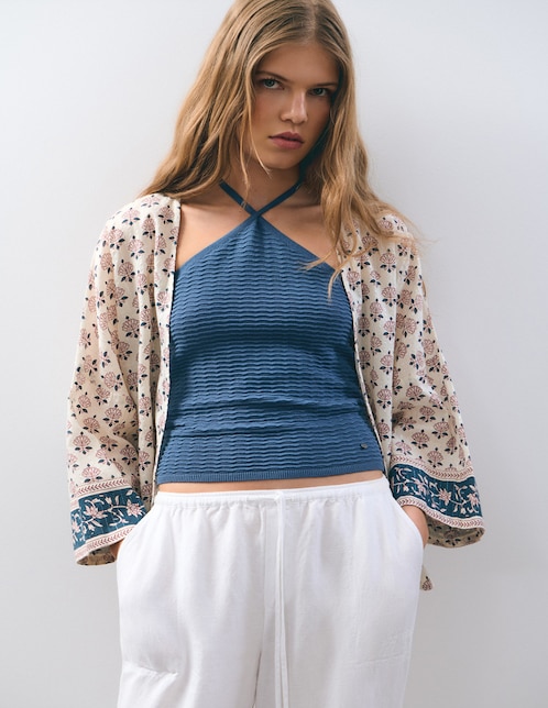 Blusa camisera manga 3/4 para mujer 1