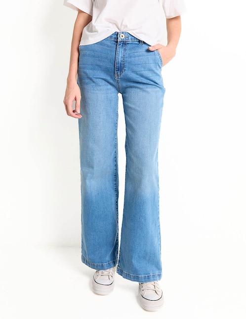 Jeans straight corte cadera para mujer 1