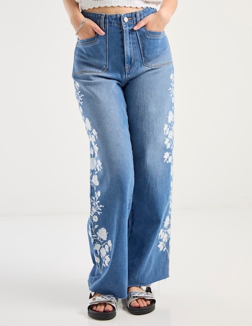 Jeans amplio cintura alta para mujer 1