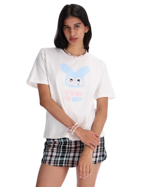 Playera manga corta Me & My Friends cuello redondo para mujer 1