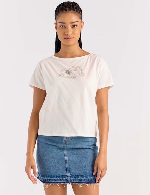 Playera manga corta Hollister cuello redondo para mujer