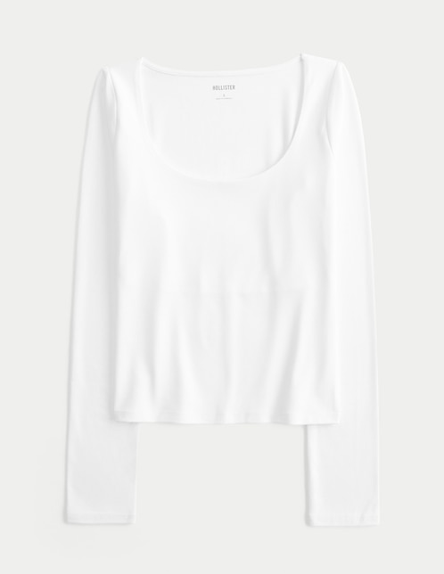 Playera manga larga Hollister temporada cuello redondo para mujer