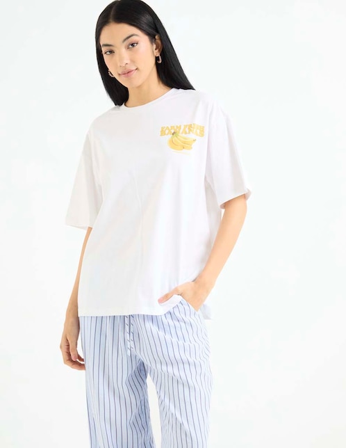 Playera manga corta cuello redondo para mujer 1