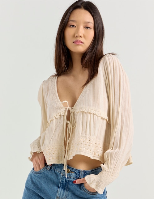 Blusa American Eagle manga larga para mujer