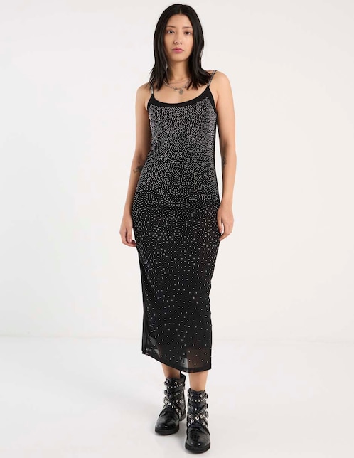 Vestido midi de fiesta escote redondo 1