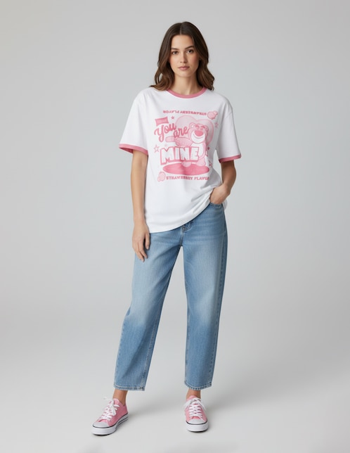 Playera manga al codo cuello redondo para mujer
