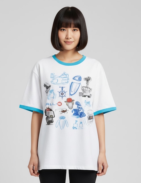 Playera manga corta Wall-e cuello redondo para mujer