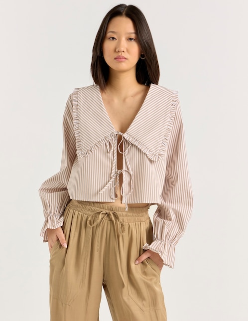 COFFEE BEAN Blusa Coffee Bean manga larga para mujer