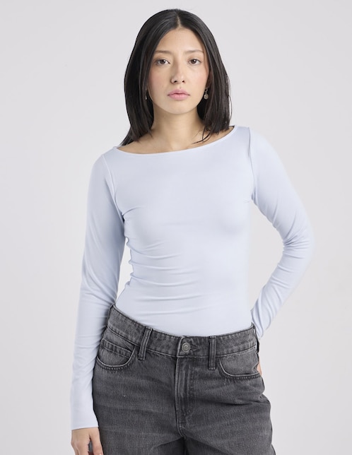 Playera manga larga Hollister cuello ojal para mujer