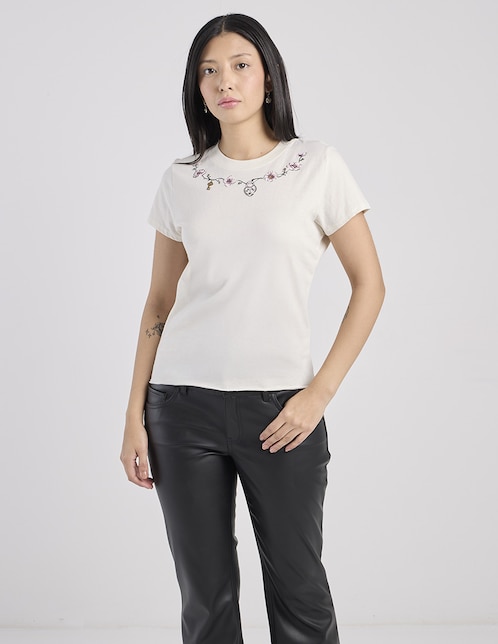Playera manga corta cuello redondo para mujer 1