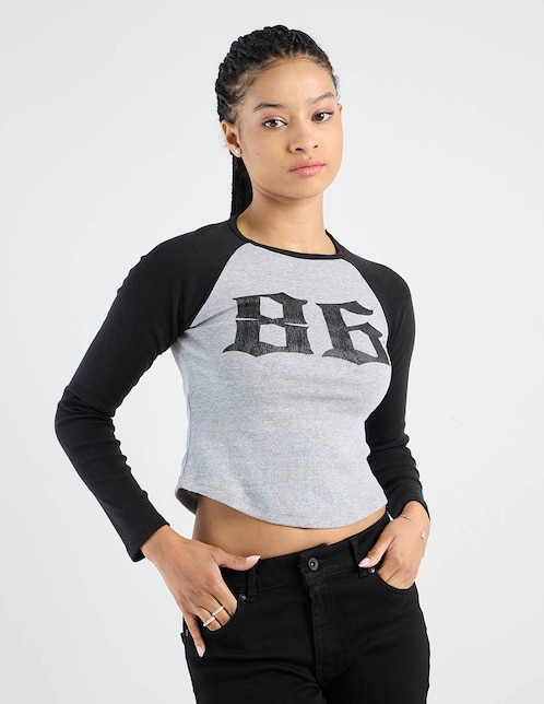 Playera manga larga cuello redondo para mujer 1
