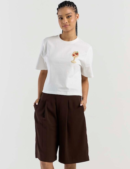 Playera manga corta cuello redondo para mujer 1