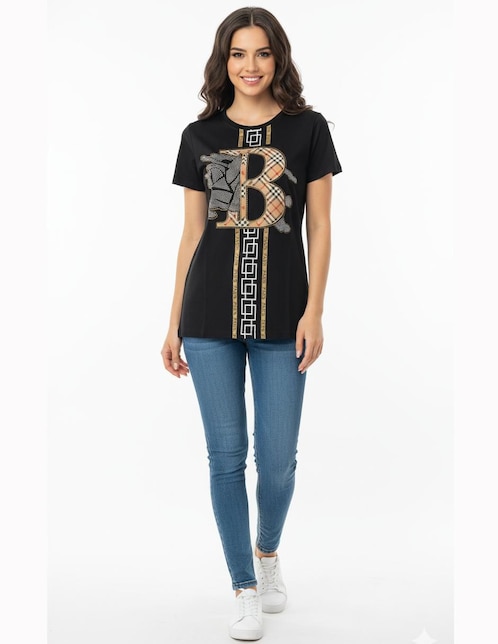 Playera manga corta Holo cuello redondo para mujer
