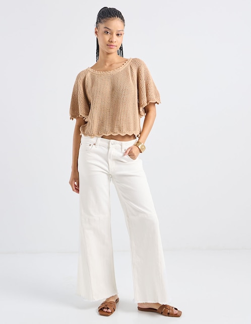 Jeans flare a la cintura para mujer 1