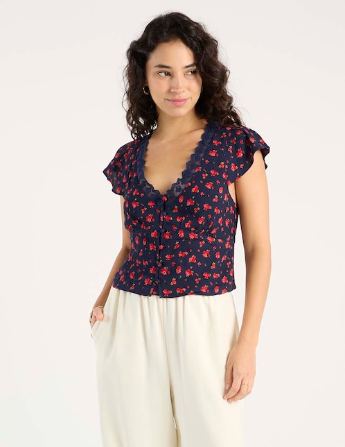Blusa American Eagle manga corta para mujer