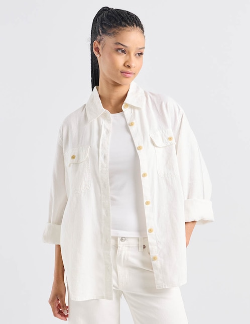 Blusa camisera American Eagle manga larga para mujer