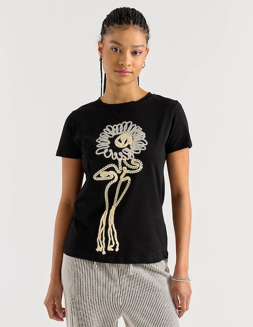 Playera manga corta cuello redondo para mujer 1