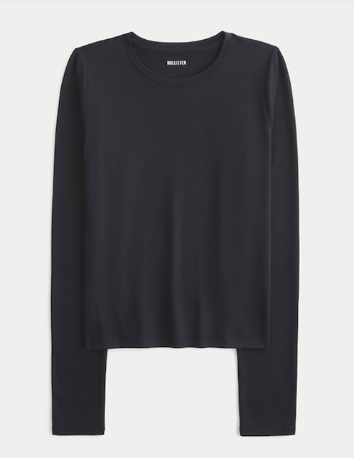 Playera manga larga cuello redondo para mujer 1
