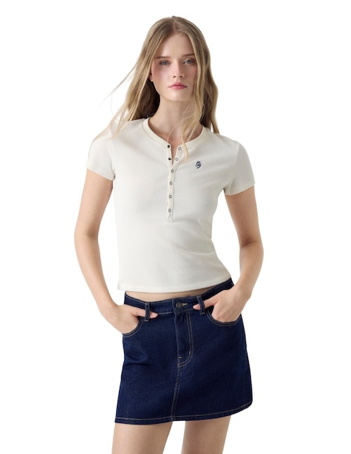 Blusa manga corta cuello redondo para mujer 1