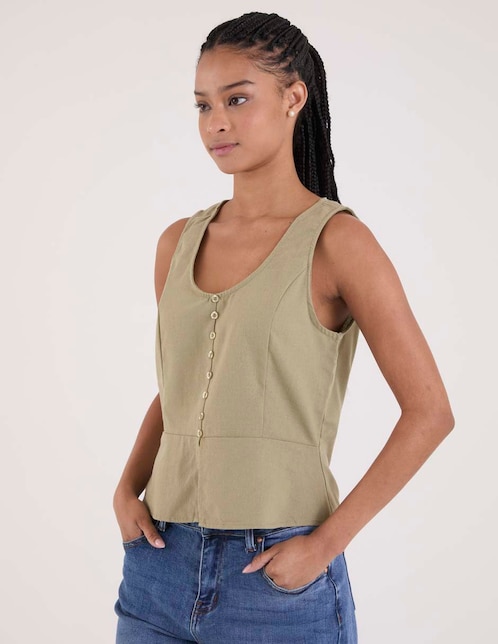 Blusa Coffee Bean sin manga para mujer