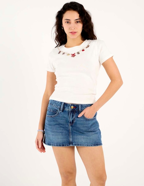 Playera manga corta cuello redondo para mujer 1