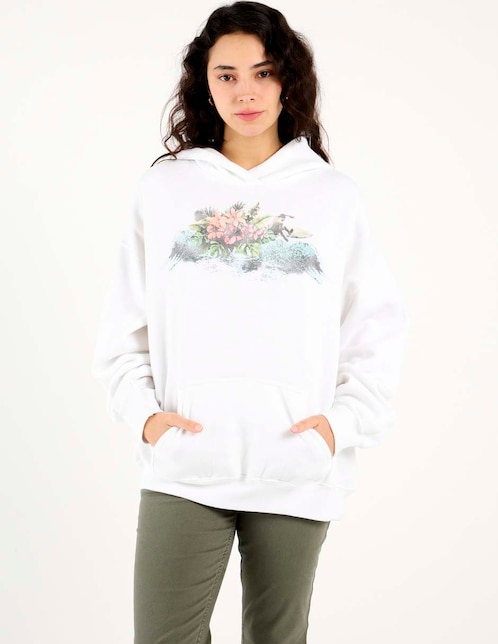 Sudadera con capucha y bolsa para mujer 1